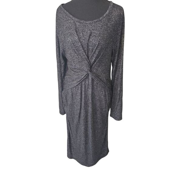 Gray & Black Maternity Stretch Sweater Dress W/ Twist Front Knot Old Navy Size L - Picture 2 of 8